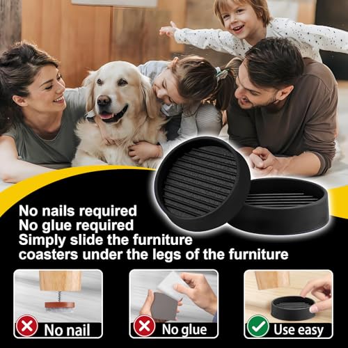 xxxHOLIC Rubber Non Slip Furniture Pads, 2" Black Round, Set of 4 | Furniture Grippers for Hardwood Floors, Anti Skid Furniture Cups, Table & Couch Stoppers, Floor Protectors for Furniture - color: Black, size: 2"Round