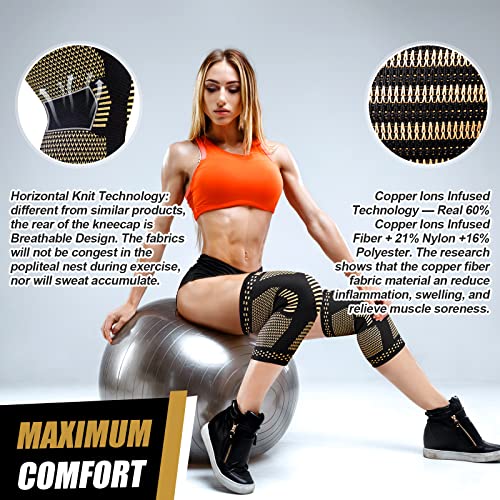 NEENCA Copper Knee Braces for Knee Pain Relief - 2 Pack Knee Sleeves Set for Women & Men, Knee Compression Sleeves with Copper Ions Infused Fiber for Sports, Workout, Arthritis, Meniscus Tear, ACL,PCL - size: XXXXX-Large