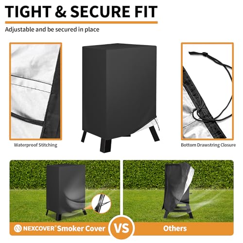 NEXCOVER Electric Smoker Cover 30 Inch - BBQ Grill Cover for Masterbuilt Smokers, Waterproof Barbecue Cover, 18.5" W x 17.5" D x 33" H, Outdoor Vertical Smoker Cover for Cuisinart, Dyna-glo. - size: 30" Vertical Smoker Cover
