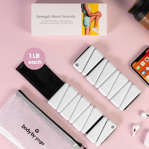 OmWeights Premium Weighted Bangles – Stylish Wrist and Ankle Weights for Women and Men | Cardio, Yoga, and Pilates Ankle Weights for Women and Men | Adjustable Leg and Arm Weights 1lb Each - color: Ivory Gray
