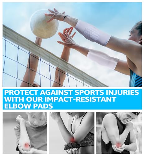 HiRui Elbow Pads for Teenagers Men and Women - Basketball Baseball Elbow Brace for Collision Avoidance and Support - color: White, size: Small