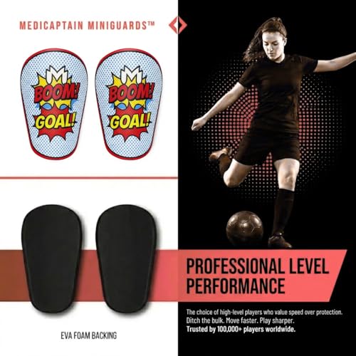 MediCaptain MiniGuards - Mini Shin Guards for Soccer Players - Tiny Shin Pads for Men, Women, Teens - Miniature Shin Guards 3.9 x 2.4 inch - Perfect for High Level Soccer Athletes - color: Comic