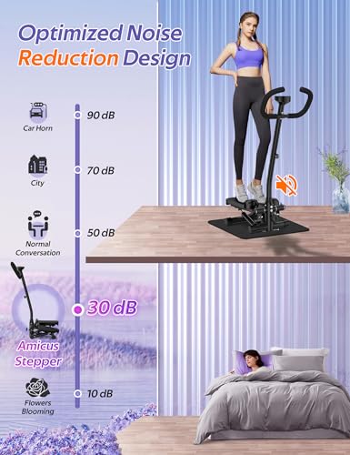 Mini Stepper with Handlebar for Exercise, 330lbs Stair Climber Machine | Hydraulic Fitness Stair Stepper with Resistance Band, Portable Workout Equipment for Home - style: Stepper with Handlebar-Black