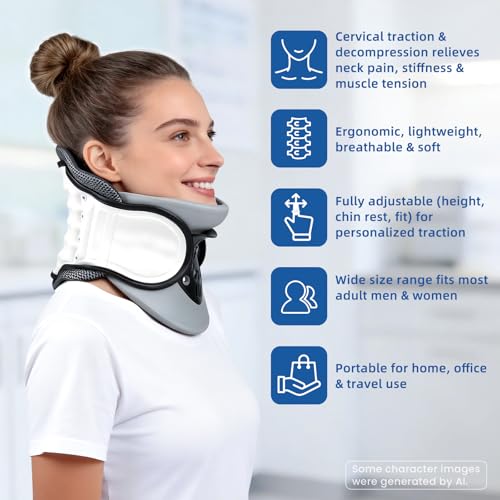Neck Traction Device - Adjustable Inflatable Neck Stretcher,Lightweight Neck Support Brace for Cervical Spine Decompression,Pain Relief Neck Decompression Tension Relief