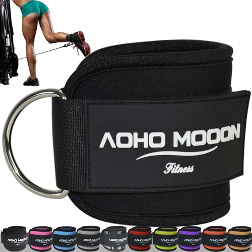 AOHO MOOON Ankle Strap (1 Pieces) for Cable Machine Women - Gym Workout Leg Strap, Premium Padding Ankle Cuffs, Glute Kickback Exercises Equipment, Pulley Attachment, One Size Fit All - color: Black UPpgrade