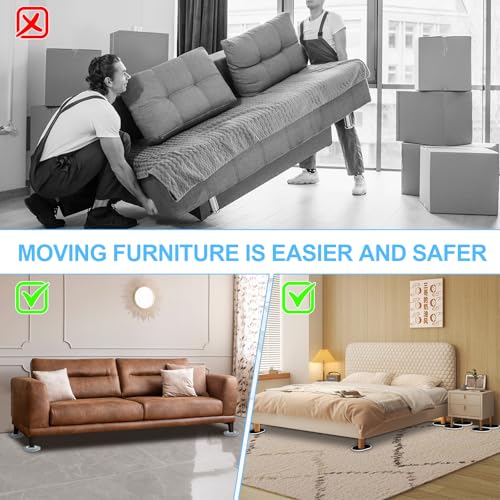 New Upgrade Furniture Movers Sliders: Multi-Surface Furniture Sliders | 5.8*4.3" Moving Sliders with Groove - Oval 8PCS Moving Pads and 8 Hardwood Socks - Protect Floor and Easily Move Furniture - size: 5.8*4.3in Oval 8+8Pack