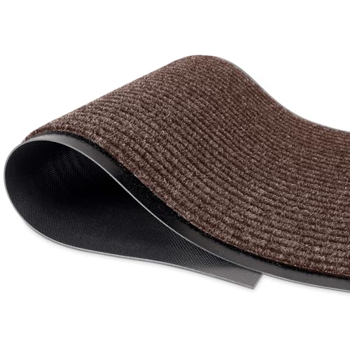 Durable Rubber Door Mat - Heavy Duty, Indoor/Outdoor, Easy Clean, Waterproof, Low-Profile Mat for Entry, Patio, Garage - Stylish (Brown, 2 x 3 Feet) - color: Brown, size: 2 x 3 feet