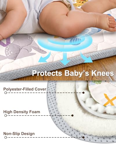 Baby Play Mat, 50x50 Playpen Mat with Machine Washable Cover | Removable, Thicken Cushioning Playmats for Baby, Non-Slip Bottom, Easy to Clean for Infants, Alphabets - color: Animal Alphabets, size: 50" X 50"