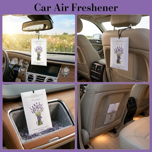 MYARO 12 Pack Lavender Scented Sachets | Odor Eliminator & Air Freshener for Drawer, Closet, Car, Shoes, Gym Bag, Suitcase | Home Fragrance Gift Set - color: Lavender