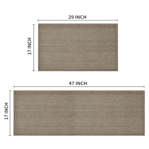 Artoid Mode Washable Non-Skid Kitchen Rugs and Mats Set of 2, Rubber Backing Kitchen Mats for Floor Front of Sink Home Decor - 17x29 and 17x47 Inch - color: Beige Grey, size: 17" x 29" /17" x 47"