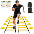 2 Pack 20ft Agility Ladder Set, 40ft Total Adjustable Speed Ladder with 12 Cones, 8 Stakes, 1 Carry Bag - Parallel Footwork Drills Gear for Football Soccer Basketball Training Equipment - color: Yellow