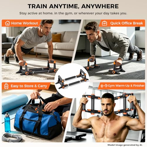 Twister Arm Trainer, 3-Mode Chest Exerciser with Push Up Bars | 50/80/110 LBS Resistance, Power Twister Bar, Upper Body Workout Equipment, For Home Gym, Chest Arms Shoulders