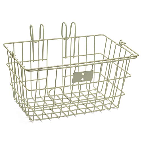 Retrospec Apollo-Lite Lift-Off Bike Basket - Detachable Steel Handlebar Basket with Carrying Handle for Commuting, Shopping & Beach Trips - 14.5in x 9.5in Weather-Resistant Biking Gear - color: Moss Green