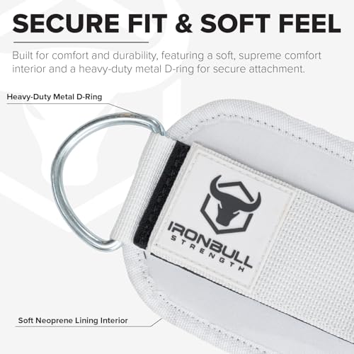 Women's Ankle Strap for Cable Machines & Resistance Bands: Gym & Home Workout Cuff Attachment for Leg Extensions, Kickbacks, Hip Abductors - Booty Exercises (White, Pair)