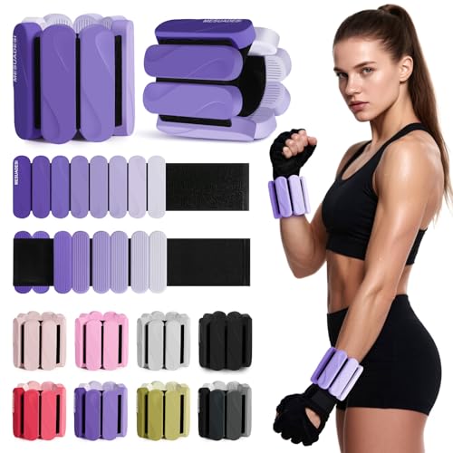 Wrist Weights – Ankle Wrist Weights for Women & Men – Adjustable Weighted Bangles Set (1 lb Each) | Arm and Leg Weights for Yoga, Pilates, Running & Walking - color: Gradual Purple