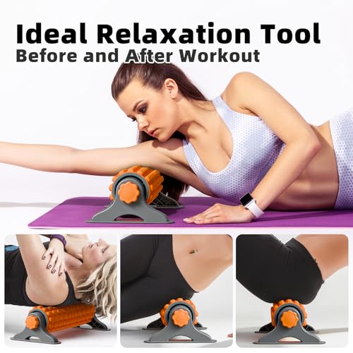 XL IT Band Firm Foam Roller with Resistance Holder - 17 inches - Exercise Roller for IT Band Issues, Deep Tissue Muscle Massage, Muscle and Back Roller for Fitness, Gym Equipment (Orange) - color: Orange