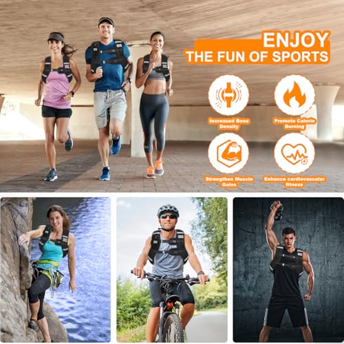 Weighted Vest for Men Women (20lb 16lb 12lb 8lb), Reflective Weighted Vest for Walking, Running, Workout & Fitness, Strength Training, Adjustable Buckles with Detachable Bag - size: 12 lbs