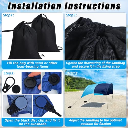 Bylion 2 Pack Beach Shade Accessories- Beach Canopy Wind Assist-600D Sandbags Weight Sun Canopy Assist Kits, Provide Shade in Breezes/No Wind Form Tent-Like Shape(Canopies Excluded) - color: Style 2-Black