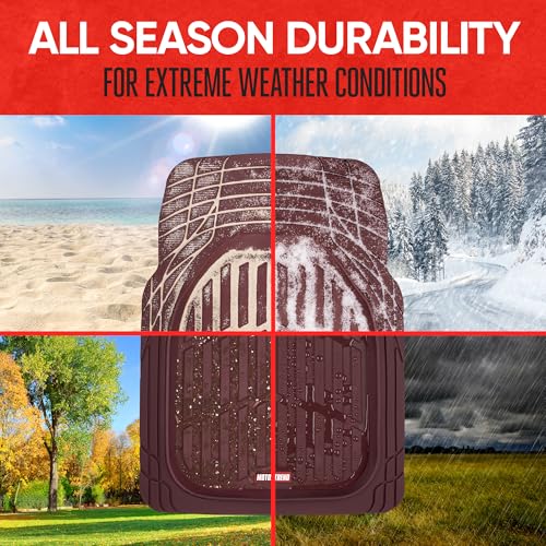 Motor Trend FlexTough Floor Mats for Cars, Burgundy Deep Dish All-Weather Car Mats, Waterproof Trim-To Fit Automotive Cars Trucks SUV, Universal Liner Accessories - color: Burgundy, style: Full Set