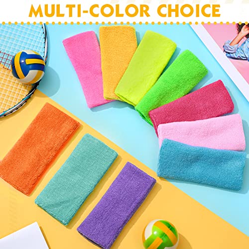 Lenwen 4 Inch Wrist Sweat Bands for Men Women Absorbent Tennis Wristbands Cotton Terry Cloth Sports Wrist Sweatbands for Tennis Basketball Football Running Gym Workout - color: Neon Color