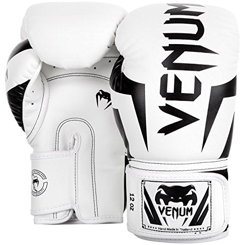 Venum Elite Boxing Gloves - color: White/Black, size: 12-Ounce