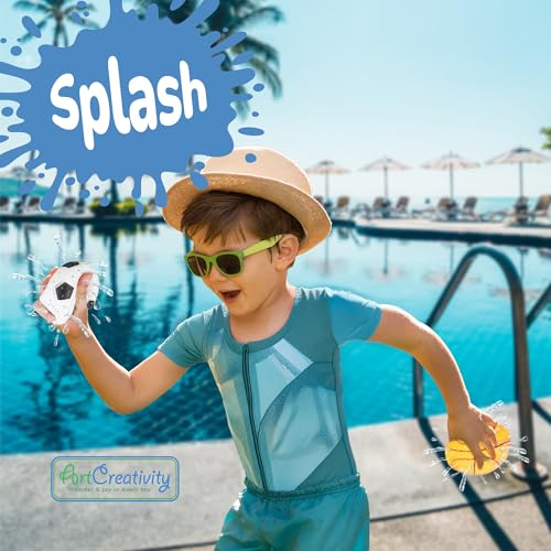ArtCreativity Pool Toys for Toddlers 1-3, Splash Sports Balls Water Toys, 3 Different Athletic Water Ball Designs Include Football, Basketball & Soccer Ball, Spongy Pool & Bath Toys for Kids Ages 4-8 - size: 3 Sport Balls