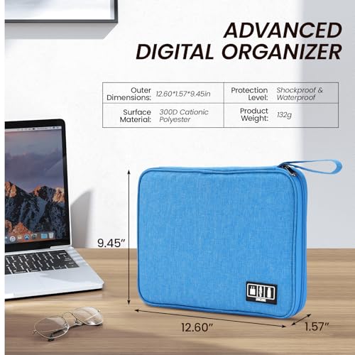 Electronic Organizer Travel Case, Slim Cable Accessories Pouch, Single Layer Tech Pouch & Cord Storage Bag for Chargers, Power Bank, SD Cards - Minimalist Travel Essentials - color: blue, size: L