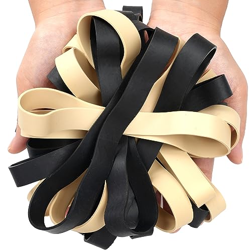 AMUU Rubber Bands Size 107 | Wide, Big, Thick, Long, 30Pcs, Heavy Duty - color: Black,light brown