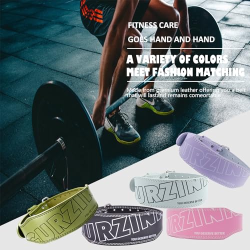 9mm Leather Fitness Weight Lifting Belt for Women&Men with 4 Inches Padded Lumbar Support for Power Lifting Workout & Squats Exercise - color: A-Green, size: Small