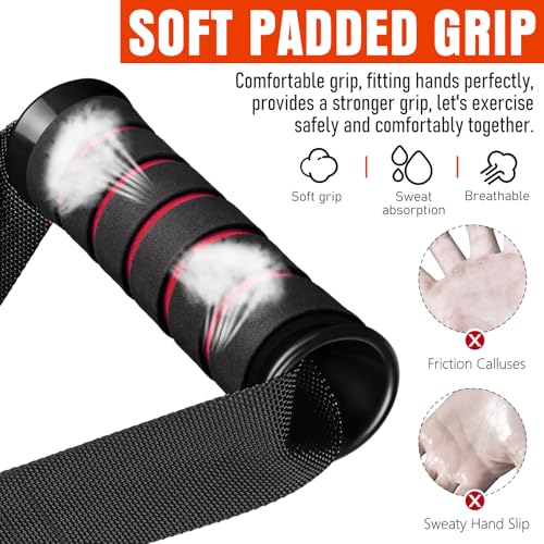 Heavy Duty Exercise Handles, Gym Cable Handles for Cable Machine Attachments, D Handle Cable Attachments, Handles for Resistance Bands, Workout Accessories, Fitness Equipment for Home Gym - color: Black Red