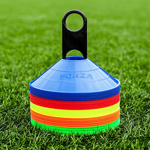 FORZA Multi-Sport Training Marker Cones | Pack of 50 or 1000 Soccer Cones in 8 Vibrant Colors - Durable Construction, Portability and Convenient Storage with Holder - color: Multi, size: Pack of 50