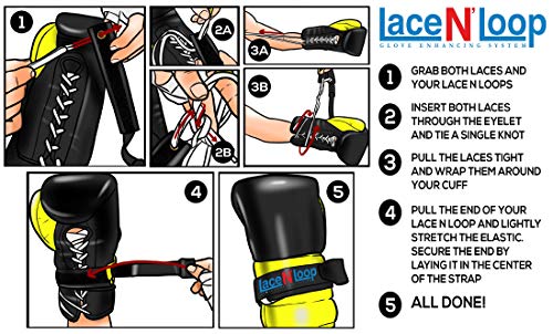 Lace N Loop Straps (Pair) - Lace-Up Boxing Glove Converter - color: Black (White Logo)