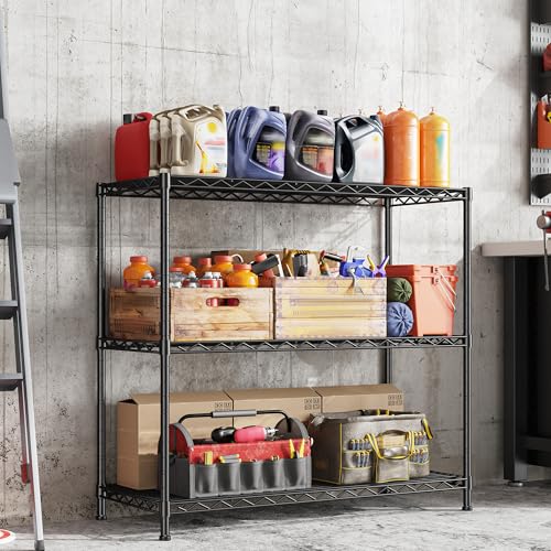 3- Shelf Metal Shelving Unit 35.6Wx14Dx36H,Adjustable Storage Shelves Heavy Duty Garage Steel Shelving for Office,Wire Rack Small Shelf for Kitchen Shelves Laundry Bathroom Pantry Closet Black,2pc - size: Black-35.6"Wx14"Dx36"H（2P）