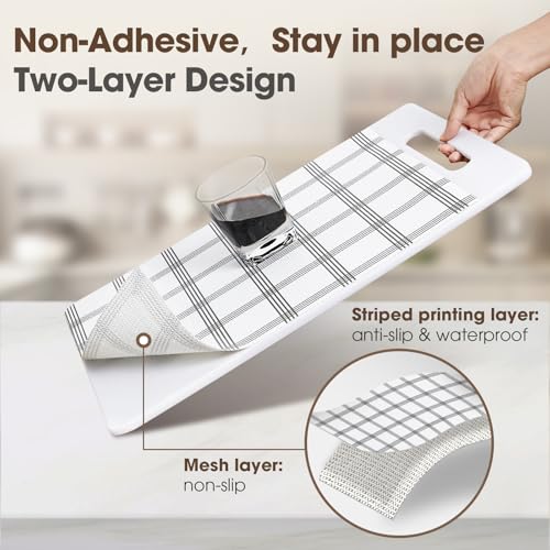 Drawer and Shelf Liner, Non-Slip Kitchen Cabinet Liners Non-Adhesive Thick Strong Grip Waterproof Washable Mats Protect Dresser Shelves Cupboard Bathroom Cabinets, White Stripes, 12 in X 10 FT - color: White Stripes, size: 11.8"W x 118"L