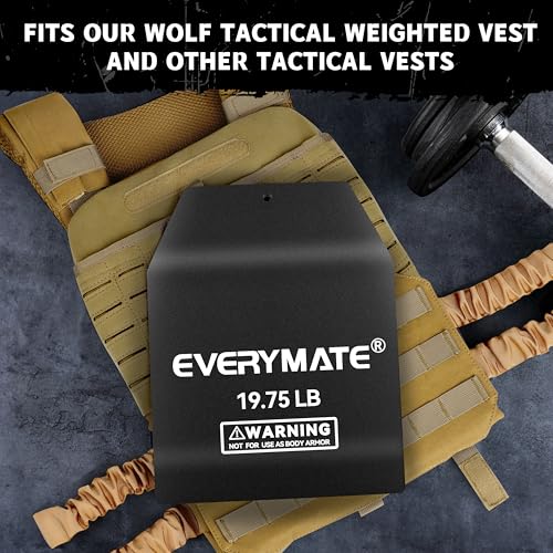 EVERYMATE Tactical Weighted Vest Plates – 3.75/5.75/8.75/14.5/19.75LB Pairs – Insert Weighted Vest Plates- Contoured Ergonomic Fit – WODs, Strength Training, Running, Weight Plates for Vest - color: 19.75LB*2, size: Curved