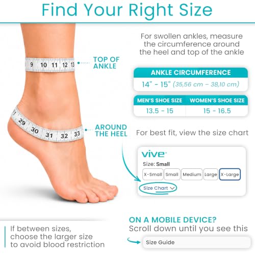Vive Lace Up Ankle Brace for Women & Men - Compression Sleeve for Achilles Tendonitis, Sprains - Foot Support for Plantar Fasciitis - Adjustable Wrap (X-Large) - size: X-Large