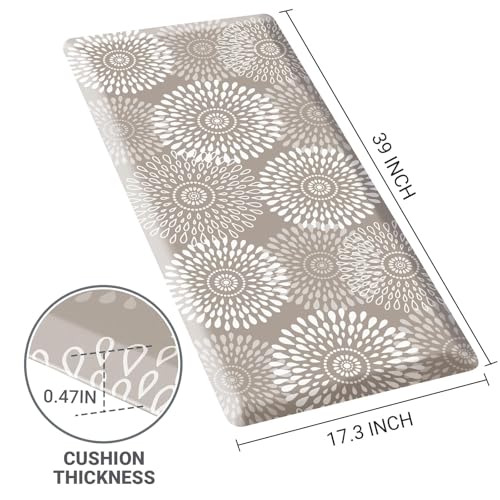 LuxStep Kitchen Mat Waterproof Kitchen Rugs for Floor Cushioned Anti-Fatigue Mat Non-Slip Standing Desk Mat Comfort Floor Mats for House Sink Office 17.3" x 39" Khaki - color: Khaki, size: 39"L x 17.3"W x 0.5"Th