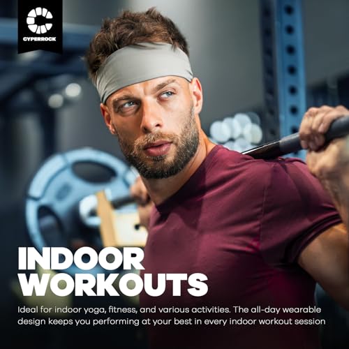 Sweat Band, 5 Pack Headband Moisture Wicking for Running Sports | Workout Sweatband, Unisex Fit, Non-Slip, Skin-Friendly, Multi-Use, Perfect for Exercise, Lightweight - color: Black+Green+Heather Gray+Dark Gray+Light Gray