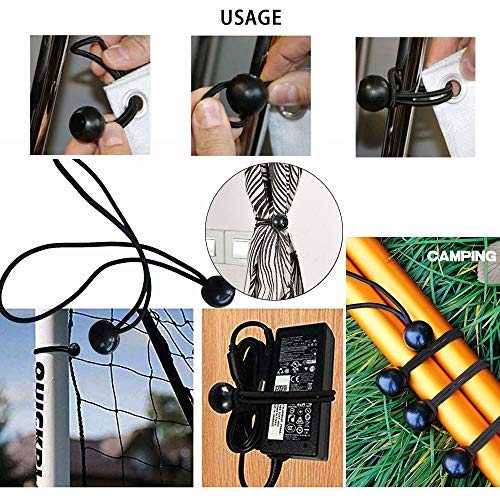 AOPRIE 30 Pcs Bungee Balls 6Inch Black Ball Bungees Heavy Duty Heavyweight 6 inch Tarp Bungee Cords, Weather Resistant Tie Down Strap 4mm Thickness - for Camping, Tents, Cargo, Holding Wire and Hoses - size: 6 In Balls