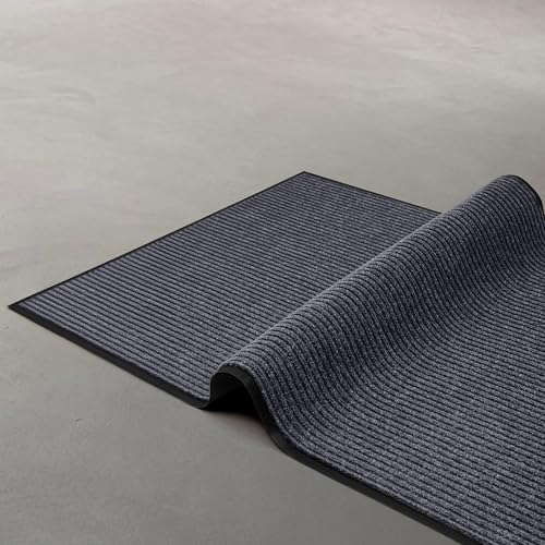 MaxMat® Heavy Duty Floor Mat - Large Commercial, Indoor/Outdoor, Waterproof, Low-Profile, Easy to Clean Doormat (2 x 6 Feet, Grey, MXM-RIB0026GY) - color: Grey, size: 2 x 6 feet