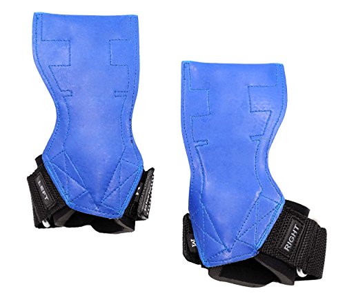 Lifting Grips PRO Weight Gloves Heavy Duty Barbell Gymnastics Straps Alternative to Power Hooks Deadlifts Adjustable Neoprene Padded Wrist Wrap - color: Blue Rubber, size: Large 7.50"-8.50" Wrist Size