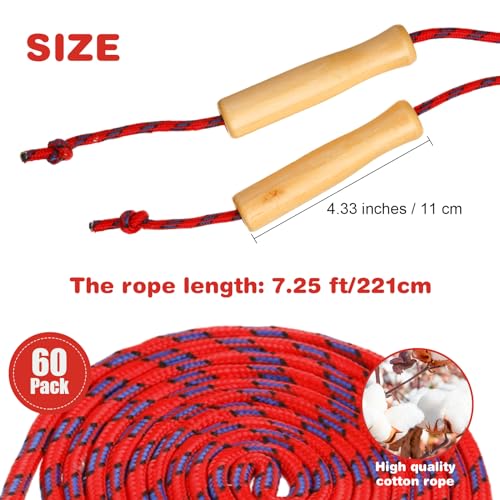 Lenwen Jump Rope Bulk 7.25ft Cotton Skipping 2026 Graduation Gift Adjustable Jump Rope with Handle for End of The School Training Exercise Christian Charity Donation Supplies
