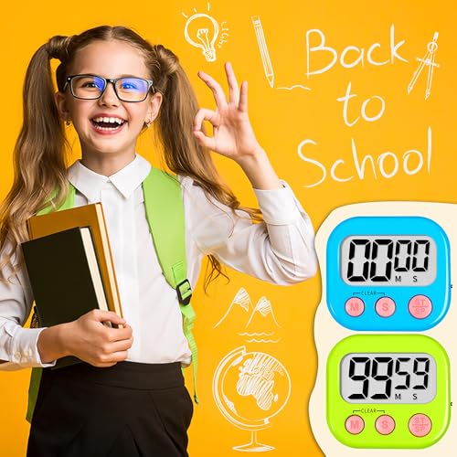 ZILLEEN Classroom Timer for Kids Teachers 2 Pack Digital Timers - color: Blue & Green