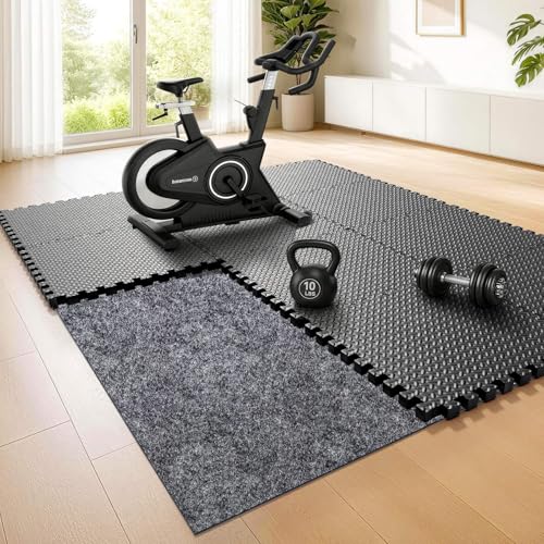 Non Slip Underlay for Interlocking Gym Mats, Prevents Foam Floor Mats from Sliding, Floor Grip Pad for Exercise Equipment Mats, Felt Anti Slip Mat with TPR Rubber Backing – 71"×94" (Fits 12 Tile) - size: 71"×94"