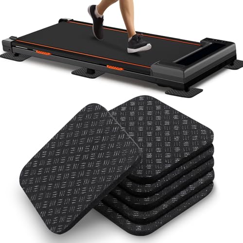 TOBWOLF 6PCS Treadmill Mat Pads, 4" x 4" x 0.2" Double-Sided Non-Slip Exercise Equipment Mat for Floor Protection, High Density Silicone Anti Vibration Pad for Treadmill, Walking Pad, Exercise Bike