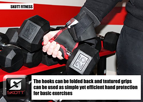 skott Evo 2 Series Pro Metal Weight Lifting Hooks - Best Heavy Duty Power Lifting Grip Assistance - Set of 2