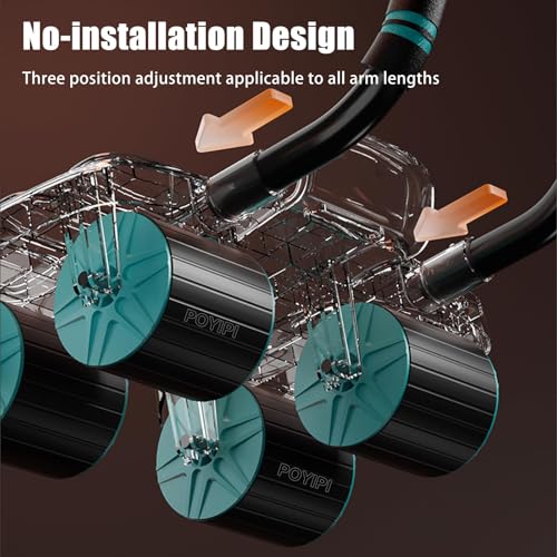 2025 New Ab Wheel Roller with Elbow Support - Automatic Rebound Abdominal Wheel Roller, The Upgraded Four-wheel Abdominal Wheel Core Workout Equipment Home Gym Abs Machine - color: Black