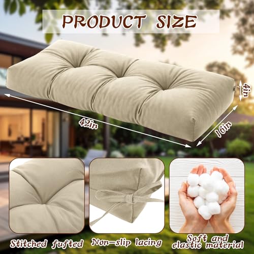 Tudomro Beige Waterproof Outdoor Bench Cushion 42x16x4 Inch Patio Furniture Cushion Mat for Outdoor/Indoor Extra Thick Lounge Bench Mat for Beach Lawn Garden - color: Beige