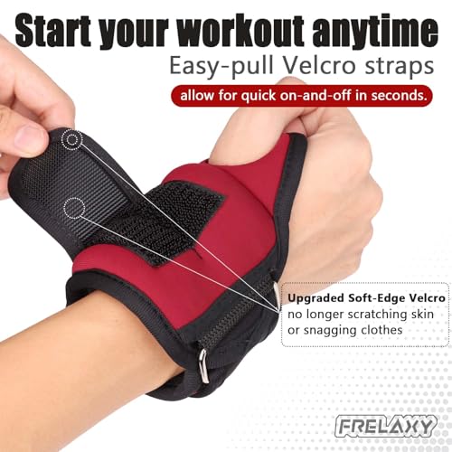 Frelaxy Wrist Weights with Thumb Loops for Men Women, 1-3 lb Pair | Weighted Gloves for Running Strength Training Yoga Walking Exercises 1lb*2 2lbs*2 3lbs*2 - color: Red, size: 1 lb x 2