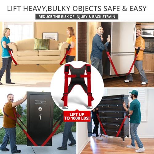 X-Protector Moving Straps - 2 Pairs - Lifting Straps for 2 Movers - Move Furniture Easily and Safely - Perfect for Lifting & Moving Heavy Objects (Adjustable Length 50-118 in)